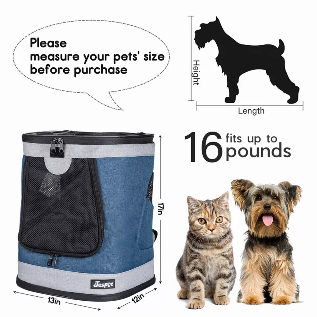 JESPET Small Dog Backpack Carrier