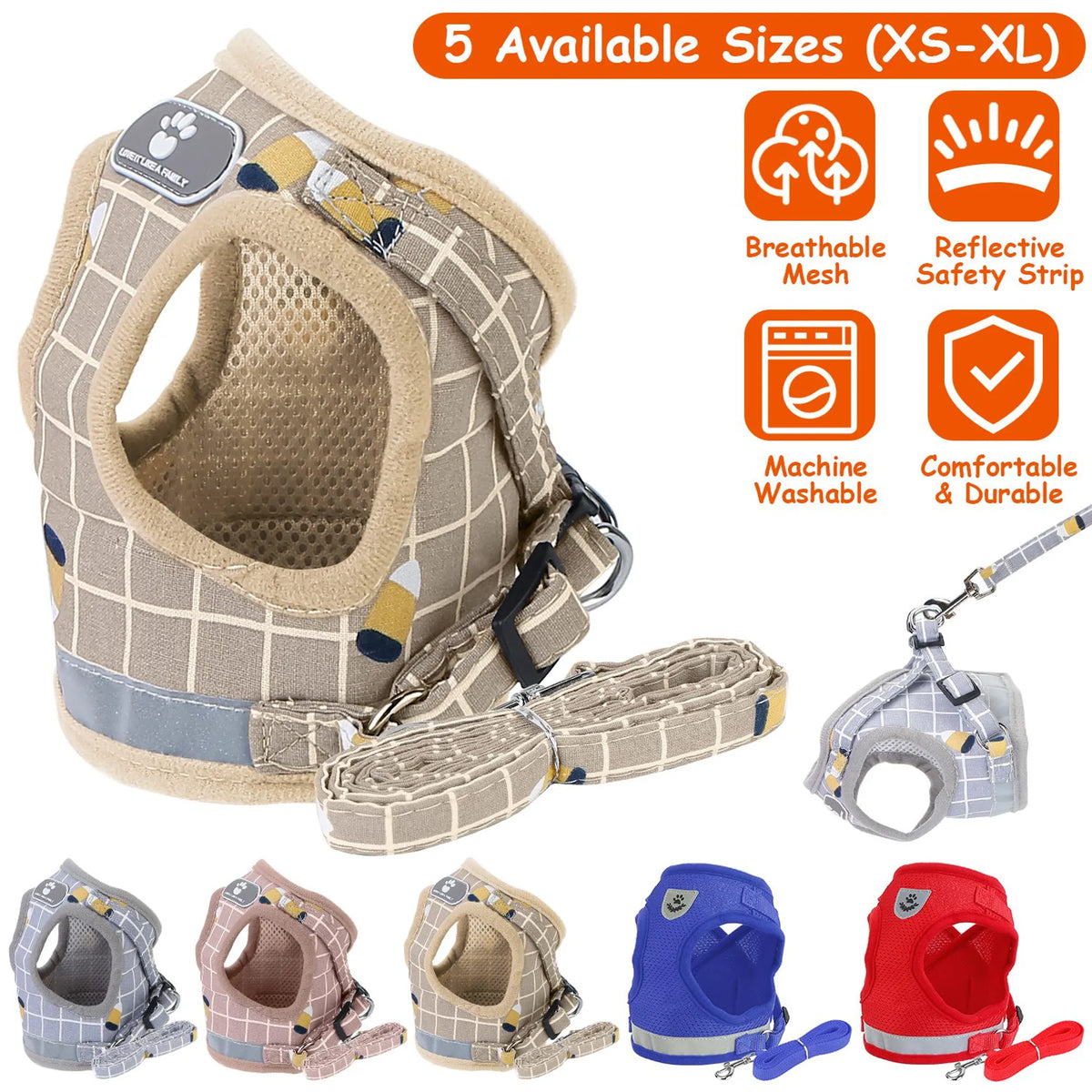 Mesh Dog Harness and Leash Set