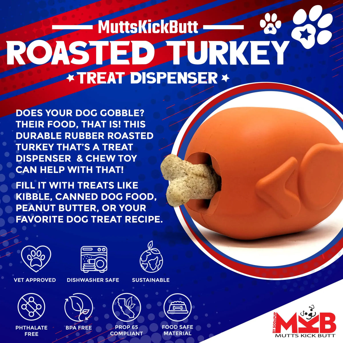 Roasted Turkey Treat Dispenser Dog Toy