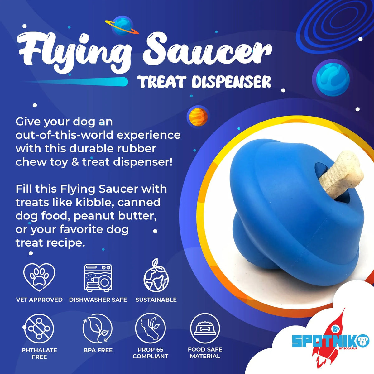 Flying Saucer Treat Dispenser Dog Toy